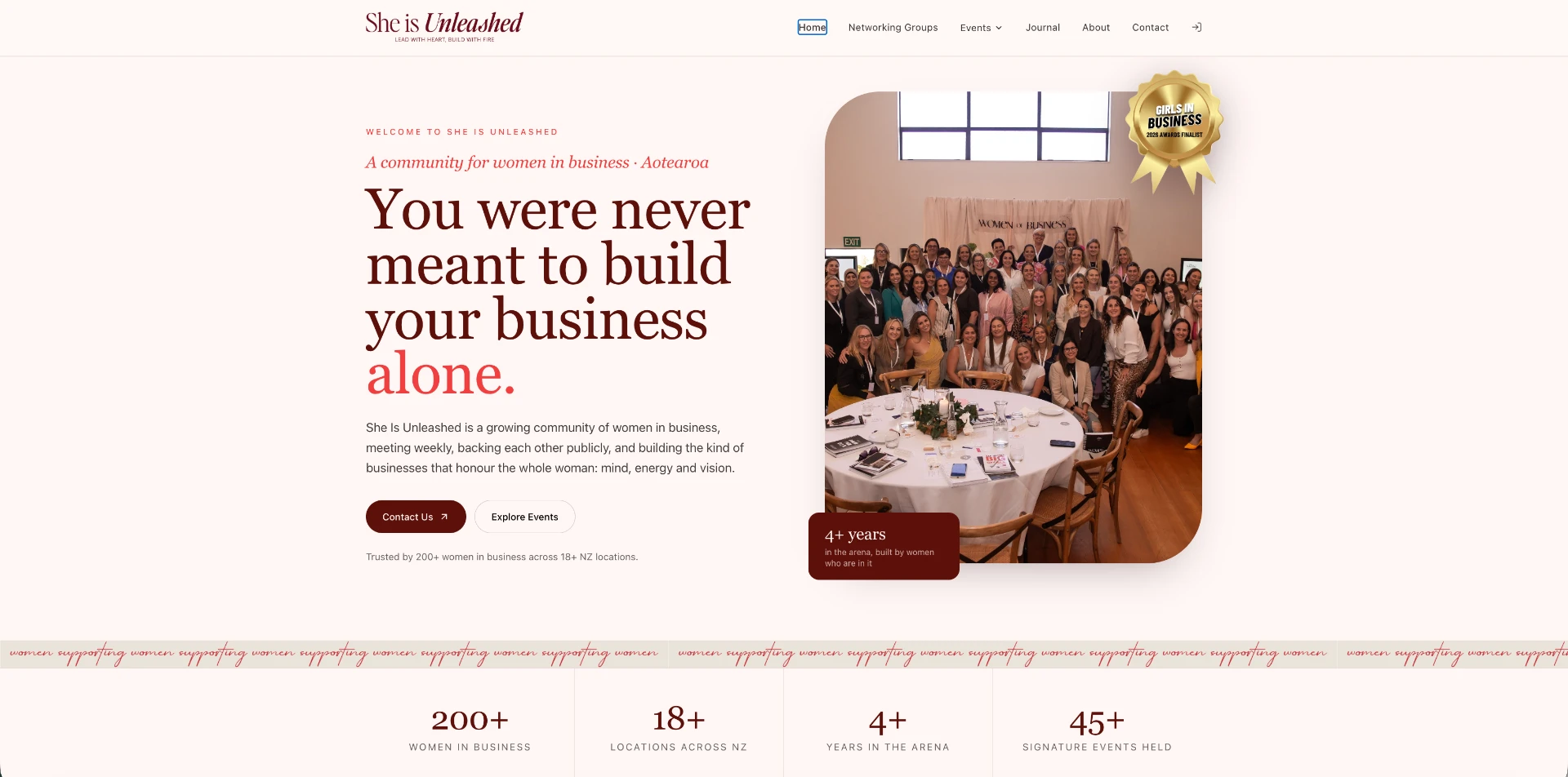 She Is Unleashed website homepage built by NEXO TECH